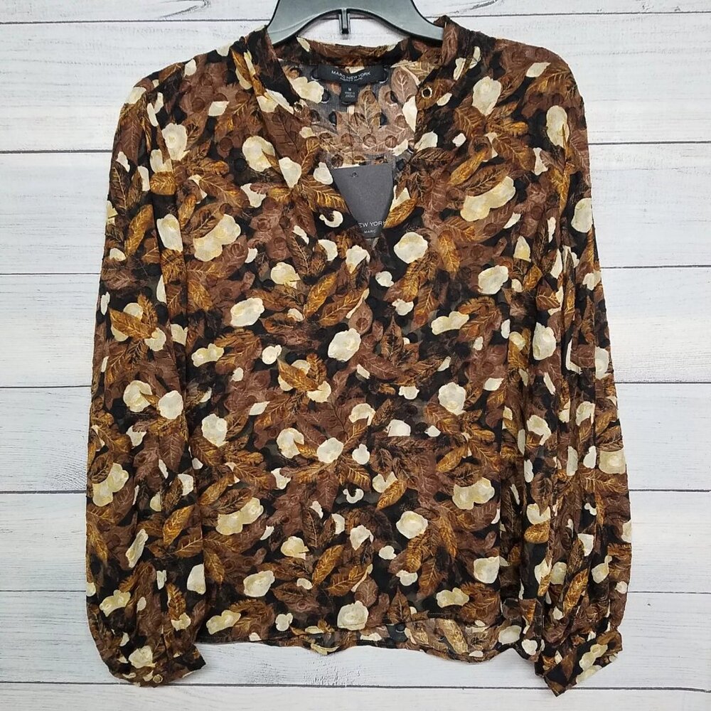 Marc New York Andrew Marc Long Sleeve Blouse Womens Size Medium